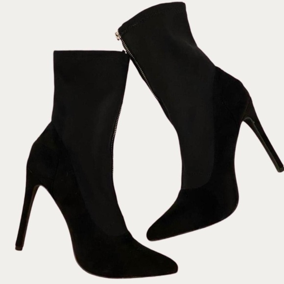 So Me Black Stiletto Heel Zip Front Ankle Booties Size 6.5 - Picture 1 of 5